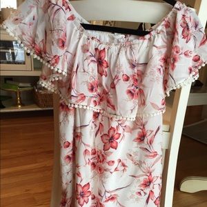 Off the shoulder Summer Dress. Floral Print